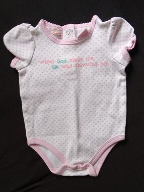 Cuddl Duds Pink Trim White Bodysuit with Heart Print